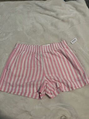 Old Navy Pink and White Striped Athletic Lounge Shorts